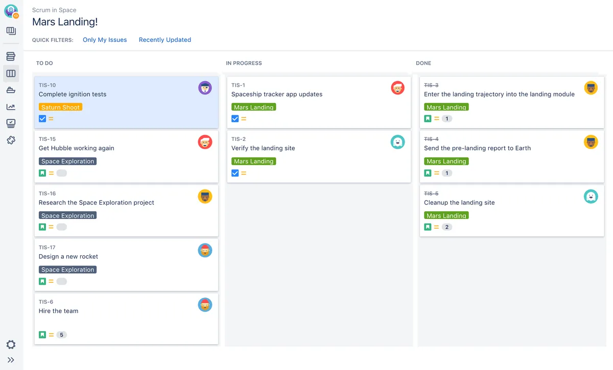 Jira 스크럼 보드 스프린트 관리 스크린샷