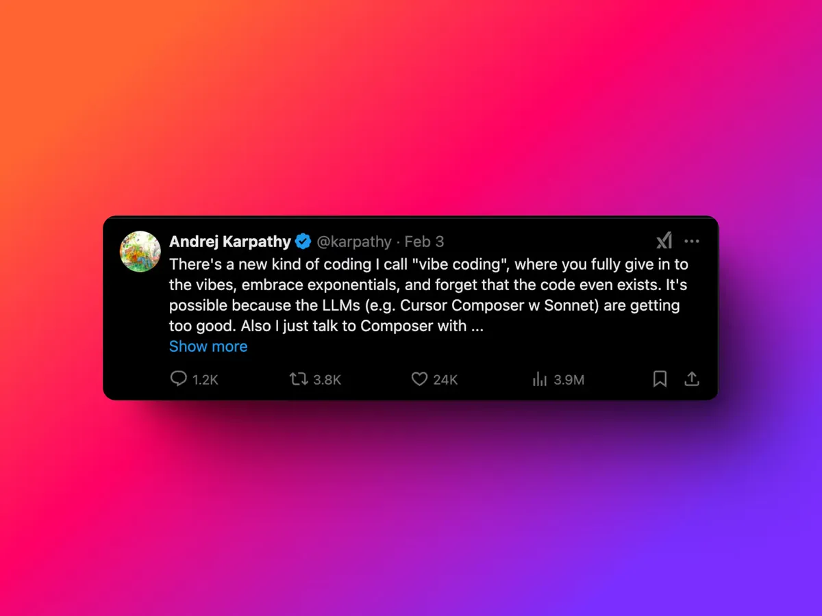 안드레이 카파시가 설명하는 바이브 코딩 개념과 AI 코딩 워크플로우