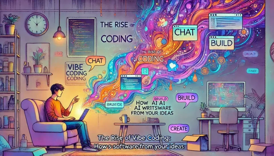 AI 코딩 일러스트 - 자연어로 코드를 생성하는 바이브 코딩 개념